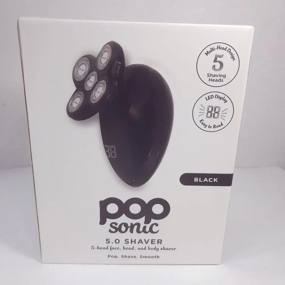 NEW Pop Sonic 5.0 Shaver 5-Head Face Head Body electric razor Rechargeable Black